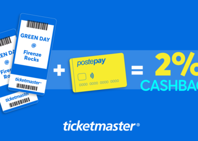 Ticketmaster Italia e PostePay proseguono la partnership: 2% di sconto in cashback su tutti gli eventi