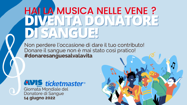 Ticketmaster Italia e AVIS Milano uniti per diffondere i valori della donazione del sangue